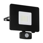 Eglo Applique Murale Faedo 3 Aluminium Noir 31W 3400lm - 850 Blanc Froid | IP65 - Détecteur De Mouvement