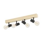 Eglo Plafondlamp Townshend 3 Hout Staal Zwart | IP20 - Geschikt voor 4x E27 